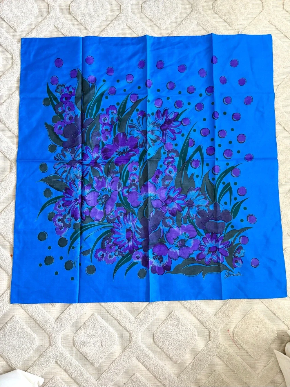vintage Shinawatra Thai silk floral scarf